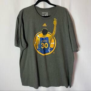 Adidas Men's Gray & Blue Warriors NBA T-Shirt Size 2X